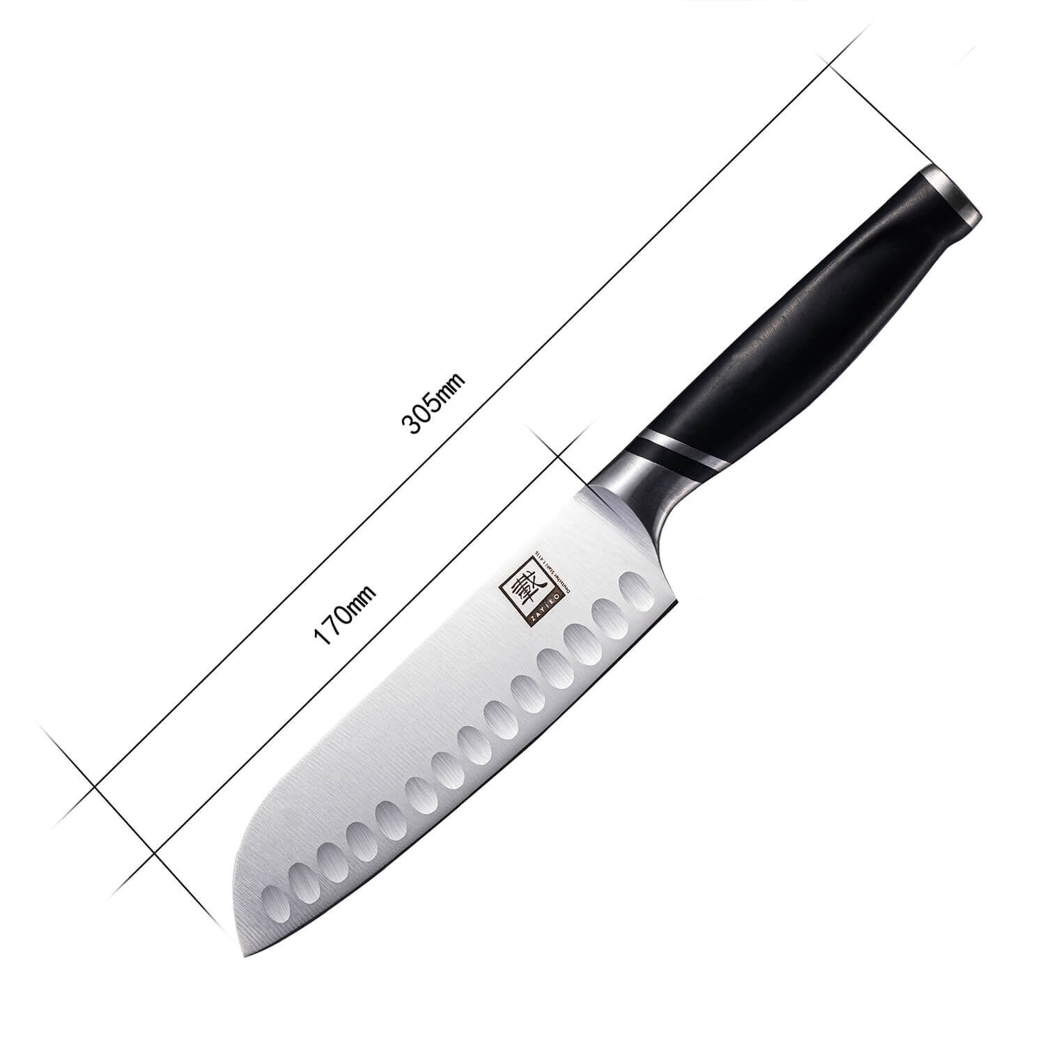 Zayiko NAMI Serie Santokumesser 17,00 cm Klinge | Deutscher Edelstahl | Ergonomischer ABS Griff von Zayiko