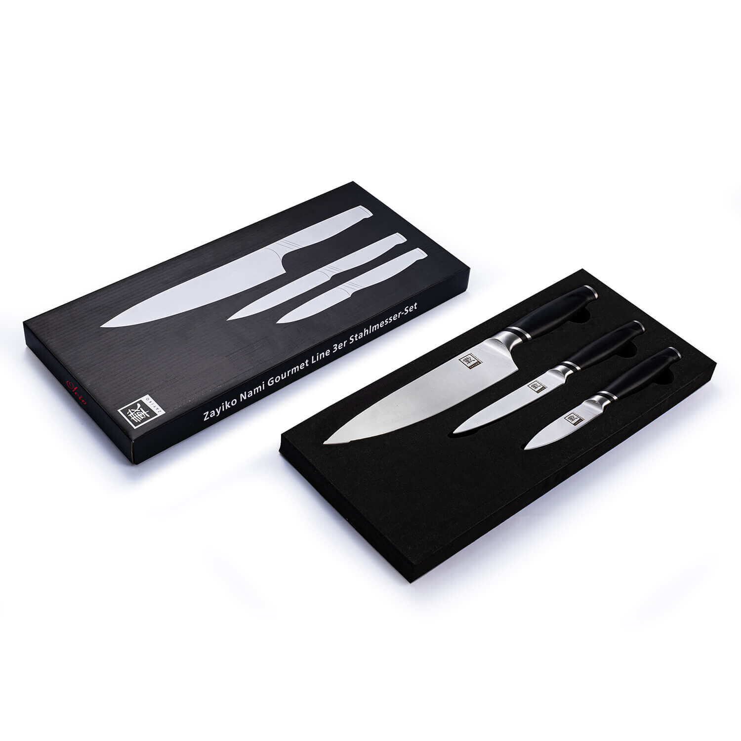 Zayiko NAMI Serie 3er Messer-Set 8,50 cm - 20,00 cm | Deutscher Edelstahl | Ergonomischer ABS Griff von Zayiko
