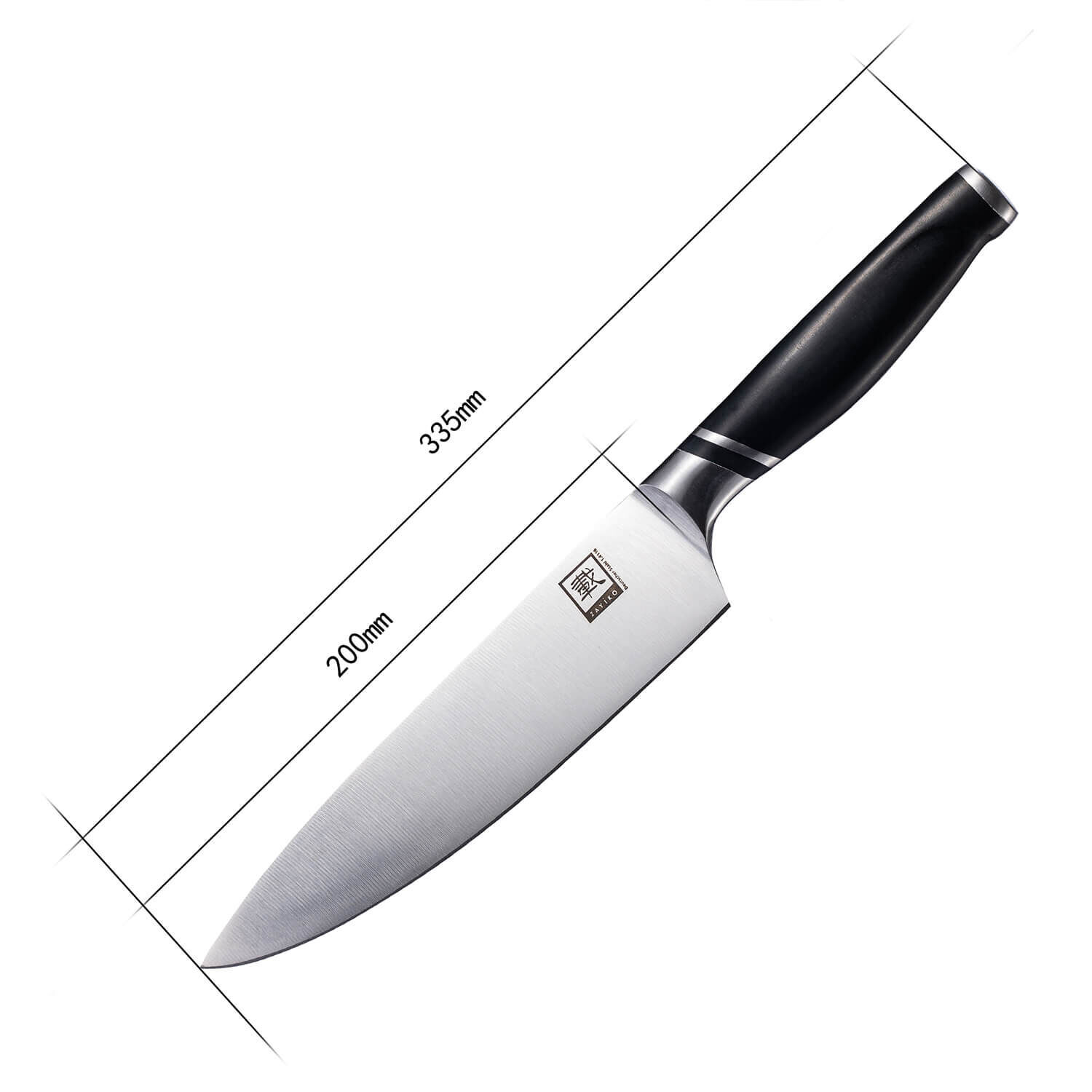 Zayiko NAMI Serie Chefmesser 20,00 cm Klinge | Deutscher Edelstahl | Ergonomischer ABS Griff von Zayiko