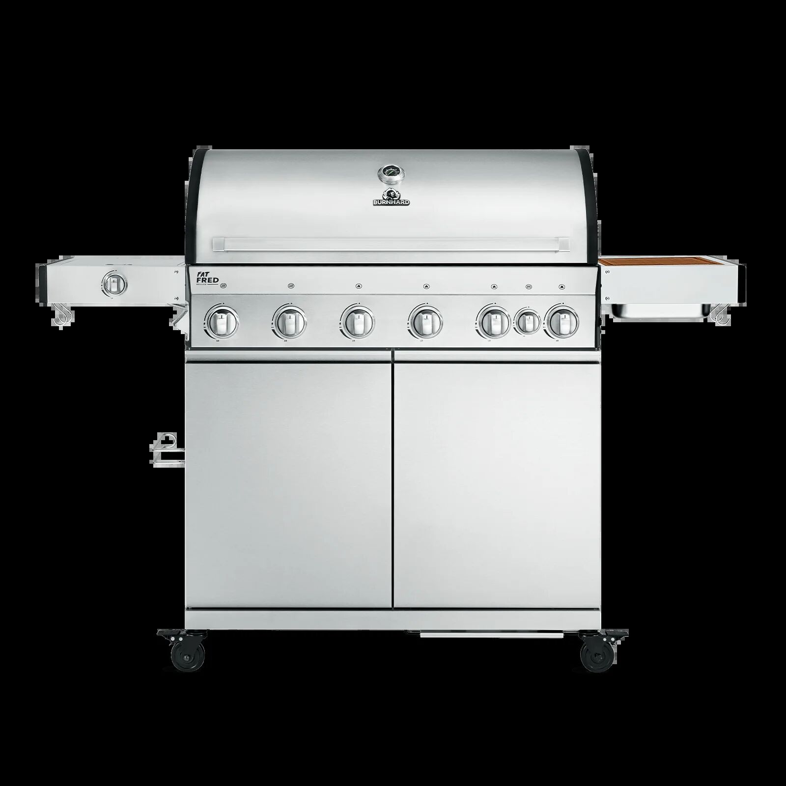 BURNHARD Fat FRED Deluxe Gasgrill 6-Brenner in der Farbe Edelstahl mit Gusseisenrost von BURNHARD