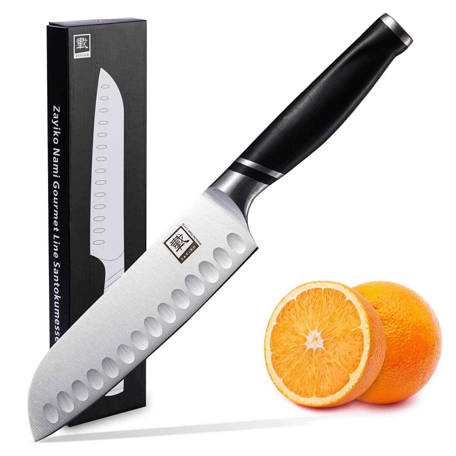 Zayiko NAMI Serie Santokumesser 17,00 cm Klinge | Deutscher Edelstahl | Ergonomischer ABS Griff von Zayiko